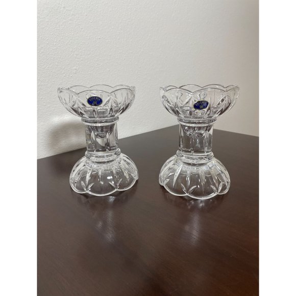 Vintage Pair of Bohemia Czech Lead 24% Crystal Candle Holders - Picture 2 of 5